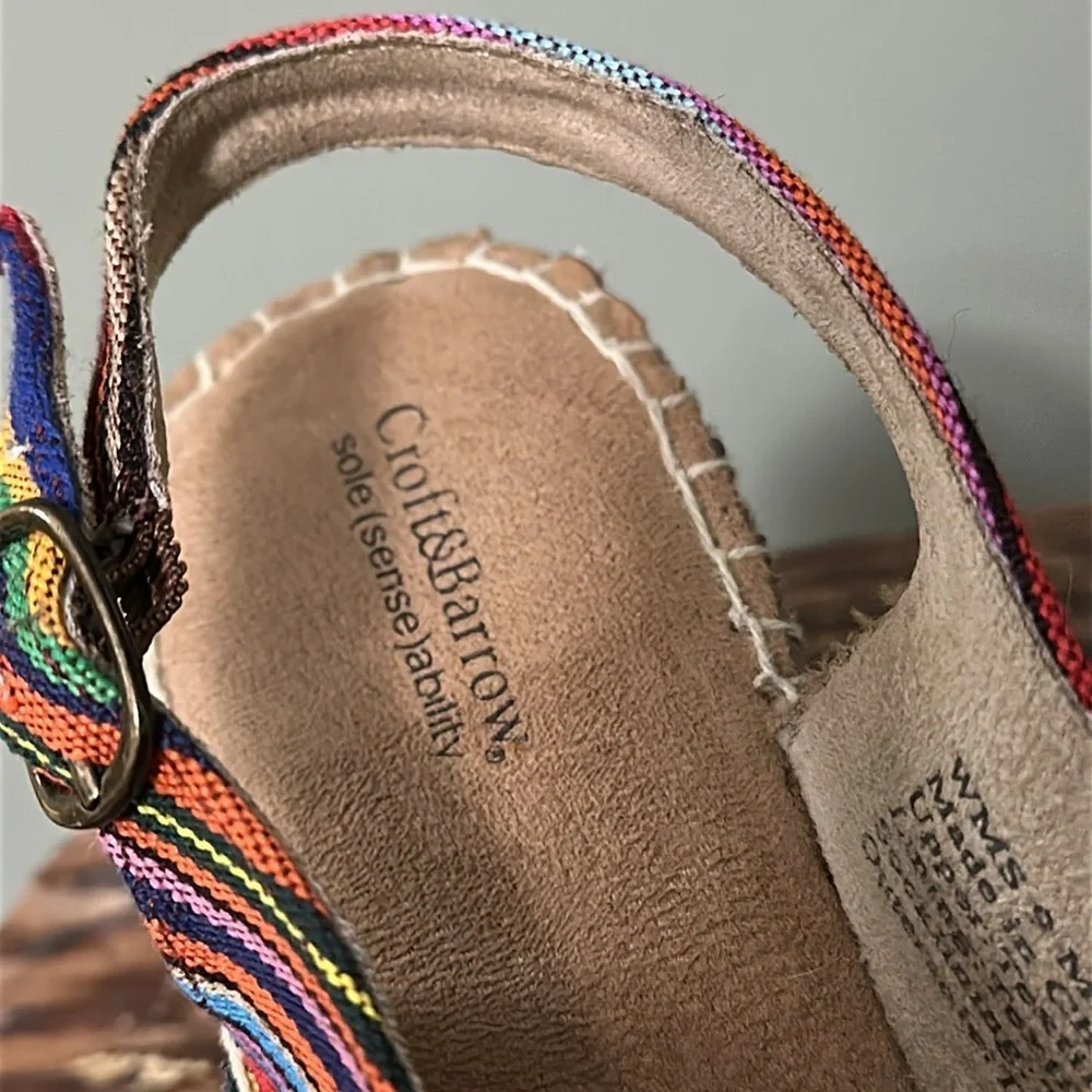 Kohl's Croft & Barrow Sole Sensability Frida Red Multi Striped Espadrille Pumps